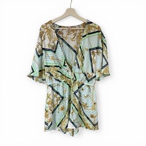 Victoria Secret Pink Label Satin Nautical Scarf Print Romper Large